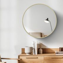 Miroir de Salle de Bain Round Miroir Mural avec Cadre en Métal Doré Dépoli Diamètre 40cm Miroirs décoratifs pour les pièces - Heilmetz