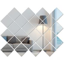 Heilmetz - Miroir Stickers Muraux, Miroir Auto-Adhésif Stickers Muraux Auto-Adhésif Carrelage Miroir diy, 15x15cm 24 pièces