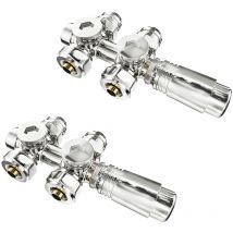 Heilmetz - Robinet Radiateur d'Angle Raccord Vanne pour Radiateur Température Régulée Multiblock Set Raccordement Mural Chrome Robinet 2 Pièces