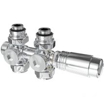 Robinet Radiateur d'Angle Raccord Vanne pour Radiateur Température Régulée Multiblock Set Raccordement Mural Chrome Robinet - Heilmetz