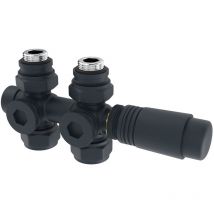 Robinet Radiateur d'Angle Raccord Vanne pour Radiateur Température Régulée Multiblock Set Raccordement Mural Anthracite Robinet - Heilmetz