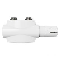 Robinet Radiateur d'Angle Raccord Vanne pour Radiateur Température Régulée Multiblock Set Raccordement Mural Blanc Robinet Avec Couvercle Décoratif