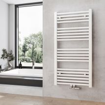 Heilmetz - Calentador de Baño Secador de Toallas Calefacción 1000 x 500 mm Blanco Calentador de Toallas Conexión Media Calentador de Toallas
