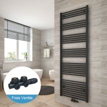 Radiadores toalleros de agua conexión intermedia Incluye conexiones de radiador 180x60cm Antracita Radiador + Antracita Válvula - Heilmetz