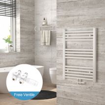 Heilmetz Radiadores Toalleros De Agua Conexión Intermedia Incluye Conexiones De Radiador 70x50cm Blanco Radiador + Blanco Válvula