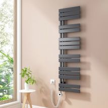 Heilmetz - Radiadores Toalleros Eléctricos Unilateral Secatoallas Con Barra Calefactora Eléctrica 140x40cm 600W Antracita