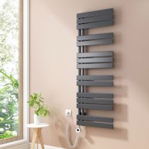 Heilmetz Radiadores Toalleros Eléctricos Unilateral Secatoallas Con Barra Calefactora Eléctrica 140x50cm 800W Antracita
