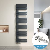Heilmetz - Radiatore da bagno e Scaldasalviette Valvole Antracite 140x40cm Scaldasalviette + Cromo Valvola