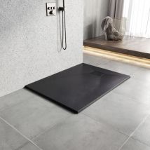 Heilmetz - Receveur de Douche l. 120 x l. 90 cm Noir Rectangulaire Semblable à la Pierre Bac à Douche Extra-Plat en smc, Drainage Rapide