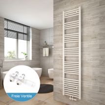 Heilmetz - Scaldasalviette Bagno Radiatore Collegamento Centrale Include Valvola Termostatica kit,180x40cm Bianco Radiatore+Bianco Valvola