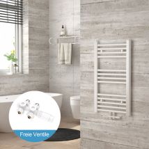 Heilmetz - Scaldasalviette Bagno Radiatore Collegamento Centrale Include Valvola Termostatica kit,70x40cm Bianco Radiatore+Bianco Valvola