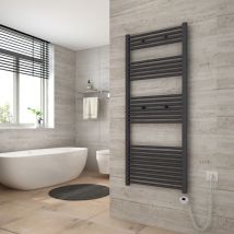 Scaldasalviette Elettrico 70x60cm con Termostato Digitale con Funzione Timer Asciugamano Dritto Antracite 330W - Heilmetz