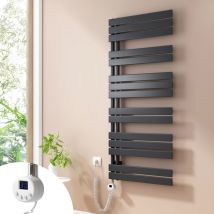 Heilmetz - Sèche-Serviettes Electrique, radiateur sèche-Serviettes Plat avec Timing Elément de Electrique, raccordement latéral, Anthracite,