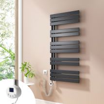 Heilmetz - Sèche-Serviettes Electrique, radiateur sèche-Serviettes Plat avec Timing Elément de Electrique, raccordement latéral, Anthracite,