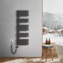 Heilmetz - Sèche-Serviettes Electrique, radiateur sèche-Serviettes Plat avec Timing Elément de Electrique, raccordement latéral, Anthracite,