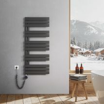 Heilmetz - Sèche-Serviettes Electrique, radiateur sèche-Serviettes Plat avec Timing Elément de Electrique, raccordement latéral, Anthracite,