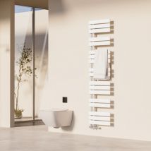 Seche Serviette eau Chaude 400 x 1662 mm, 697W, Blanc, Plat Radiateur sèche-Serviettes, Connexions latérales(Adapté pour 7m²) - Heilmetz