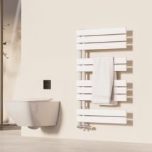 Seche Serviette eau Chaude 600 x 899 mm, 532W, Blanc, Plat Radiateur sèche-Serviettes, Connexions latérales(Adapté pour 5m²) - Heilmetz