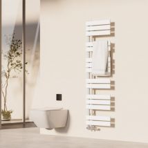 Seche Serviette eau Chaude 400 x 1385 mm, 570W, Blanc, Plat Radiateur sèche-Serviettes, Connexions latérales(Adapté pour 6m²) - Heilmetz