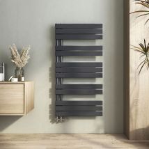 Sèche-serviette eau chaude Radiateur sèche-serviettes eau chaude, Plates Ouverture Latérale, Anthracite 1176x600mm 726W - Heilmetz