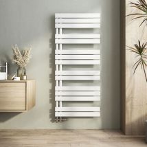 Sèche-serviette eau chaude Radiateur sèche-serviettes eau chaude, Plates Ouverture Latérale, Blanc 1385x600mm 798W - Heilmetz