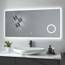 Heilmetz - Specchio da bagno con illuminazione Specchio da parete Specchio da bagno con illuminazione Specchio da bagno a led IP44 a risparmio