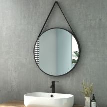 Specchio da bagno Specchio da bagno rotondo da 60 cm di diametro Specchio da parete con cinghia regolabile impermeabile IP44 - Heilmetz