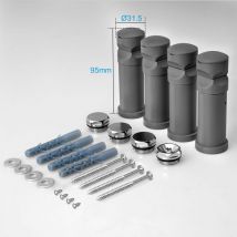 Staffa per Radiatore Asciugamano Bagno Plastica Staffa per il Montaggio a Parete Set di 4 pezzi Nero - Heilmetz