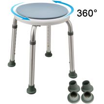 Heilmetz - Tabouret de douche pour personnes agées, chaise de douche pivotante à 360°, siège de bain antidérapant réglable en hauteur, aide à la