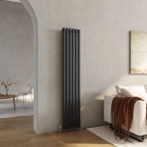 Heilmetz - Vertical Radiator Single Modern Oval Column Radiator Central Heating Radiators 1600 × 354 mm Anthracite