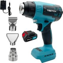 Teetok - Heißluftpistolen, elektrische Heißluftpistole, entfernen Lack, Lack und Klebstoffe, Schrumpffolie + 1 x 3,0-A-Akku + Ladegerät, kompatibel