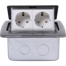Heitronic - 40462 2fach Fußboden-einbausteckdose Ip20 Silber