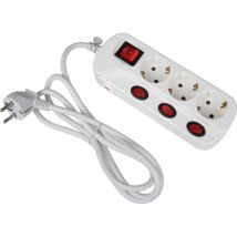 45190 Multipresa con interruttore 3 scomparti Bianco Schuko 1 pz. - Heitronic