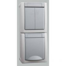 Heitronic 455957 Viko Feuchtraum-schalterprogramm Schalter/steckdosen Kombination Pacific Grau 90591082-de, 230 V