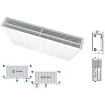 Stelrad - Belrad Typ 33 Universalheizkörper Ventilheizkörper Mittelanschluss mit 8 Anschlüssen T33 600 x 600 (HxB)-1433W