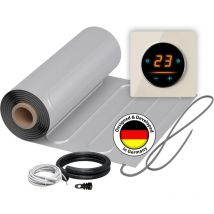 Warmon - Heizmatte alu 150 W/m² mit WiFi-Thermostat OKE-25 Touch und beigem Garda Abdeckrahmen - 1 m²