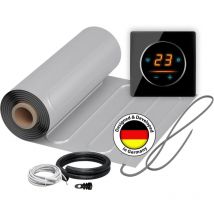 Warmon - Heizmatte alu 150 W/m² mit WiFi-Thermostat OKE-25 Touch und schwarzem Garda Abdeckrahmen - 1 m²