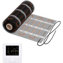 Natte chauffante WARMON CLASSIC LIGHT 100 W/m² avec Thermostat R7C-716 Intelligent WiFi LCD-Couleur, blanc - 2,5 m²