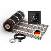 Warmon - Chauffage au sol électrique : Natte chauffante à deux conducteurs pour carrelage classic light 100 W/m² avec Thermostat s 100 Tactile noir