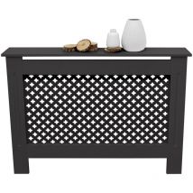 Heizkörperverkleidung mit Wabenmuster 112x19x82 cm Schwarz mdf lackiert für Schlafzimmer Wohnzimmer Heizungsverkleidung Heizkörperabdeckung
