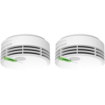 Genius Plus Edition - Rilevatore Di Fumo Con Batterie Integrate E Cuscinetti Adesivi Inclusi - Set Con 2 Rilevatori - Bianco - Hekatron