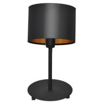 Helam alba Lampada Da Tavolo Con Paralume Rotondo Nero, Oro 20cm