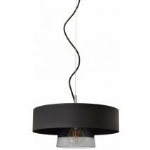 Helam Lighting - Helam babilon Plafonnier Suspension Cylindrique Noir, Verre Fumé 29cm
