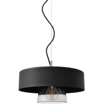 Babilon Zylindrische Pendel-Deckenleuchte Schwarz, transparentes Glas 29cm - Helam