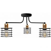 Helam - Edison Multi Arm Semi Flush Ceiling Light Black, Copper 65cm