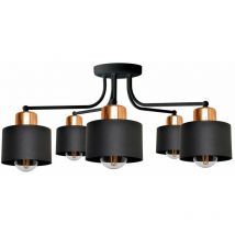 Helam Lighting - Helam Edison Multi Arm Semi Flush Ceiling Light Black, Copper 65cm