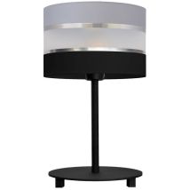 Helam helen Lampada da Tavolo Con Paralume Rotondo Grigio, Argento, Nero 20cm