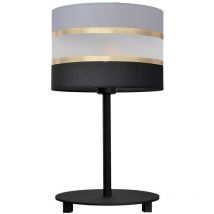 Helam HELEN Lampada da Tavolo Con Paralume Rotondo Nero, Oro, Grigio 20cm
