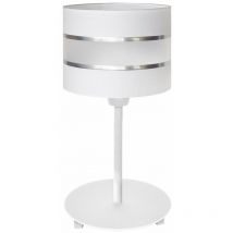 Helam Lighting - Helam helen Lampe De Table Avec Abat-Jour Rond Blanc, Argent 20cm