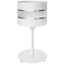 Helam HELEN Lámpara de Mesa Pantalla Redonda Blanca Plata 20cm